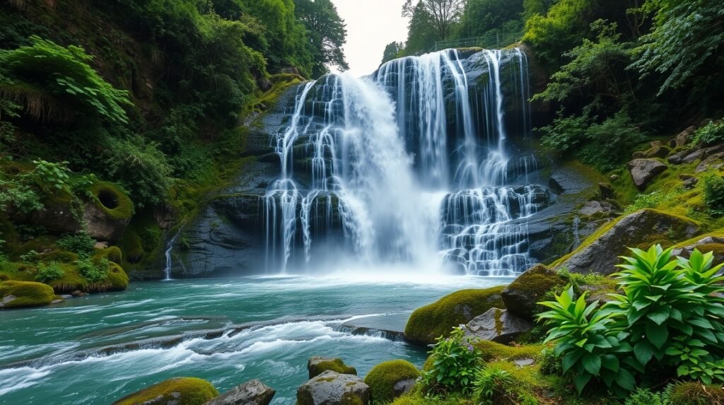 A gyönyörű Urachi-vízesés, amely a Sváb-Alb szívében található.
