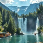 Hajózási élmény a Röthbach-vízesés közelében, német tájban.