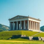 Kyffhäuser-emlékmű a Harz-hegységben, látogatók a tájban.