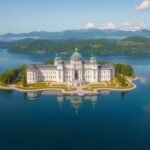 Herrenchiemsee kastély a Chiemsee tavon Bajorországban