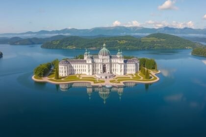 Herrenchiemsee kastély a Chiemsee tavon Bajorországban