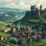 A középkori város Nördlingen környéke, meteoritkráter szélén.