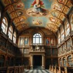 Wiblingen kolostorkönyvtár rokokó mennyezeti freskókkal és könyvespolcokkal