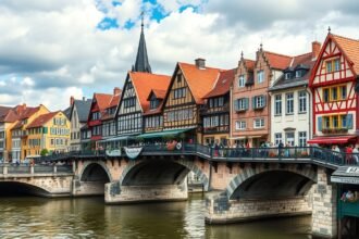 Krämerbrücke, a picturesque bridge in Erfurt with colorful medieval houses.