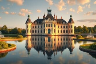 Nordkirchen kastély vízi kastély barokk építészete és tükörsima vízfelülete