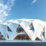 A Stuttgart Városi Könyvtár futurisztikus hófehér épülete.