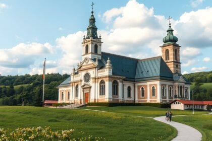 Wieskirche rokokó templom a bajor rétek közepén