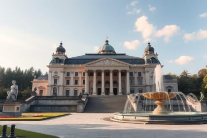 Bayreuth Eremitage parkja és operaháza gyönyörű látképe.