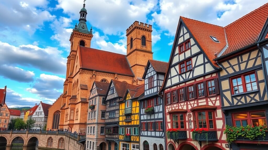 Limburg an der Lahn tarka dómja és középkori favázas házak