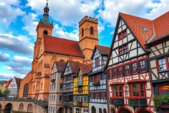 Limburg an der Lahn tarka dómja és középkori favázas házak