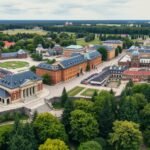 Babelsberg Filmpark légifotója Potsdamban, német Hollywoodban.