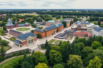 Babelsberg Filmpark légifotója Potsdamban, német Hollywoodban.