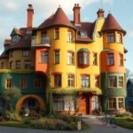 Hundertwasser-ház Magdeburgban, színes, organikus építészet.