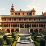 Alcázar Sevilla gyönyörű belső udvara és kertei