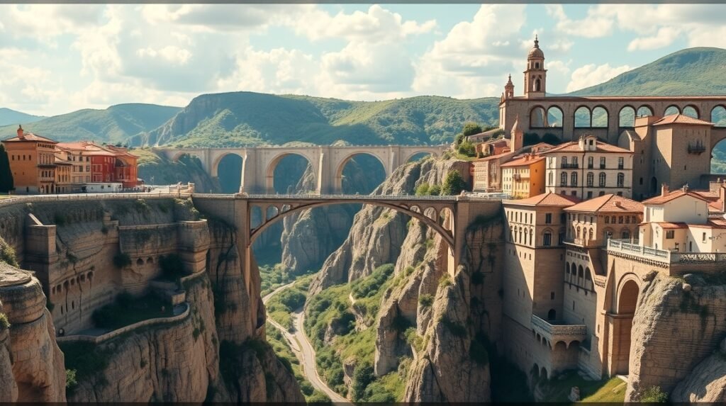 A Ronda városát átszelő történelmi híd a szakadék felett.