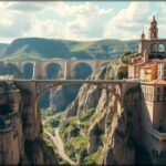 A Ronda városát átszelő történelmi híd a szakadék felett.