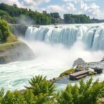 A Rheinfall vízesés lenyűgöző látványa, Svájcban.