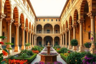 Córdoba virágos belső udvara, Mezquita oszlopaival