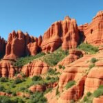 Vörös hegyek és dombok Las Médulas természeti csodájában