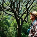 Férfi a babérerdőben La Gomera szigetén, természetes környezetben