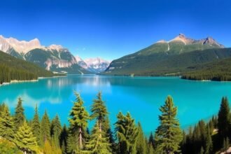 Caumasee, a gyönyörű türkizkék tó Flimsben, Svájcban.