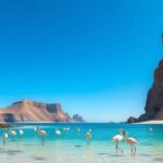 Flamingók a Cabo de Gata tengerpartján, Almeríában