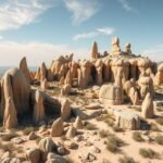 El Torcal különleges sziklaformái Andalúziában, gyönyörű tájjal.