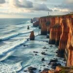 Panoráma a Costa da Morte szikláiról és világítótornyáról Galíciában