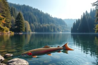 Kristálytiszta vízű tó pisztránggal Svájc erdőjében