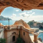 Kilátás Nerjába a barlangok közeléből, tengerparti látkép.