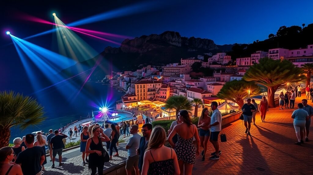 Lloret de Mar éjszakai élet és táncolás a tengerparton