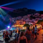 Lloret de Mar éjszakai élet és táncolás a tengerparton