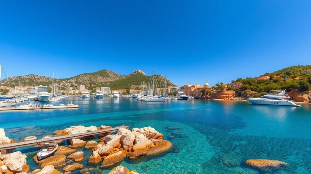 Cala d'Or hajókkal és kristálytiszta vízzel, Mallorca