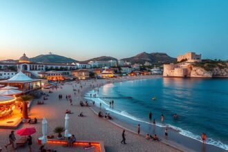 Playa d'en Bossa tengerparti naplemente és szórakozás