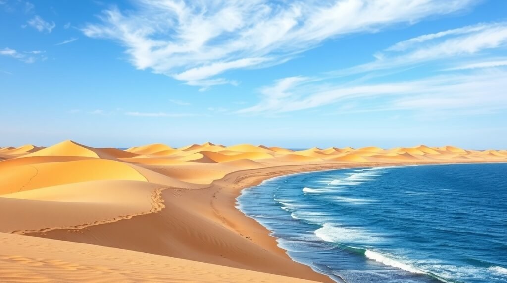 Maspalomas homokdűnéi az óceán partján Gran Canariában