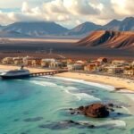 Puerto del Carmen tengerpartja Lanzarote vulkáni tájjal