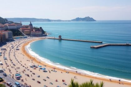 San Sebastián, La Concha-öböl: gyönyörű strand és városi panoráma