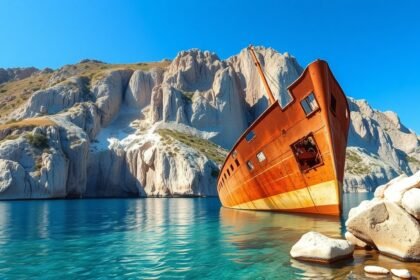 A Navagio-öböl hajóroncsa Zakynthos gyönyörű táján