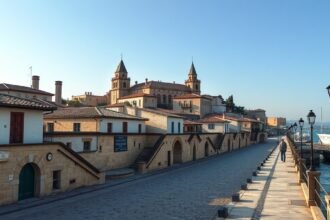 Rodosz óvárosának köves utcái és épületei