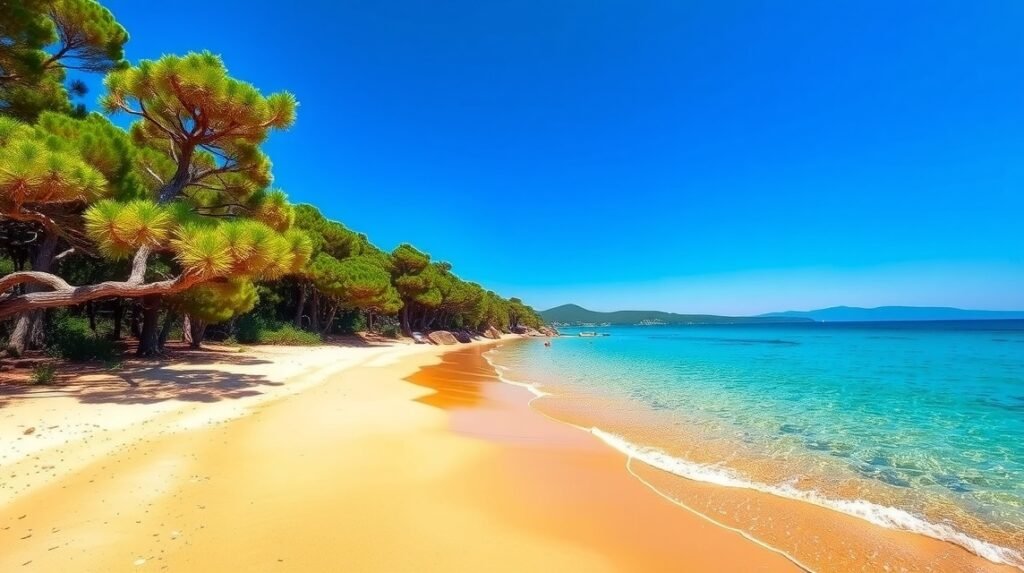 Skiathos, Koukounaries - fenyőerdő és homokos part találkozása