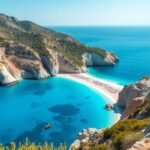 Myrtos strand, Kefalonia, Görögország - türkiz víz és hófehér kavicsok