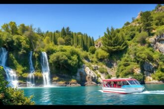 Hajókirándulás a Nidri vízesések mellett, Lefkada.