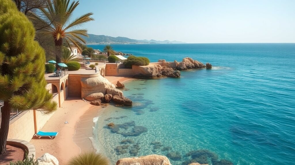 Kefalos gyönyörű tengerpartja Kos szigetén, kristálytiszta víz és napernyőzők