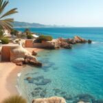 Kefalos gyönyörű tengerpartja Kos szigetén, kristálytiszta víz és napernyőzők