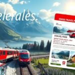 Svájci utazási bérlet és táj a hegyek között