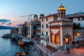 Limenaria este látványos tengerparti sétány és épületek Thassos szigetén.