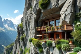 Aescher étterem a sziklafalba építve Appenzell környékén.