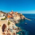 Bonifacio, Korzika gyönyörű tengerparti városa fehér mészkősziklákkal.