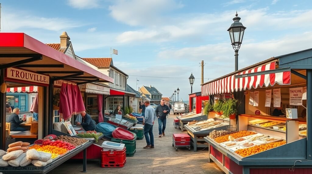 Híres halpiac Trouville-sur-Merben, friss tengeri ízekkel