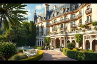 A Grand Hôtel gyönyörű homlokzata Cabourgban, Franciaországban.